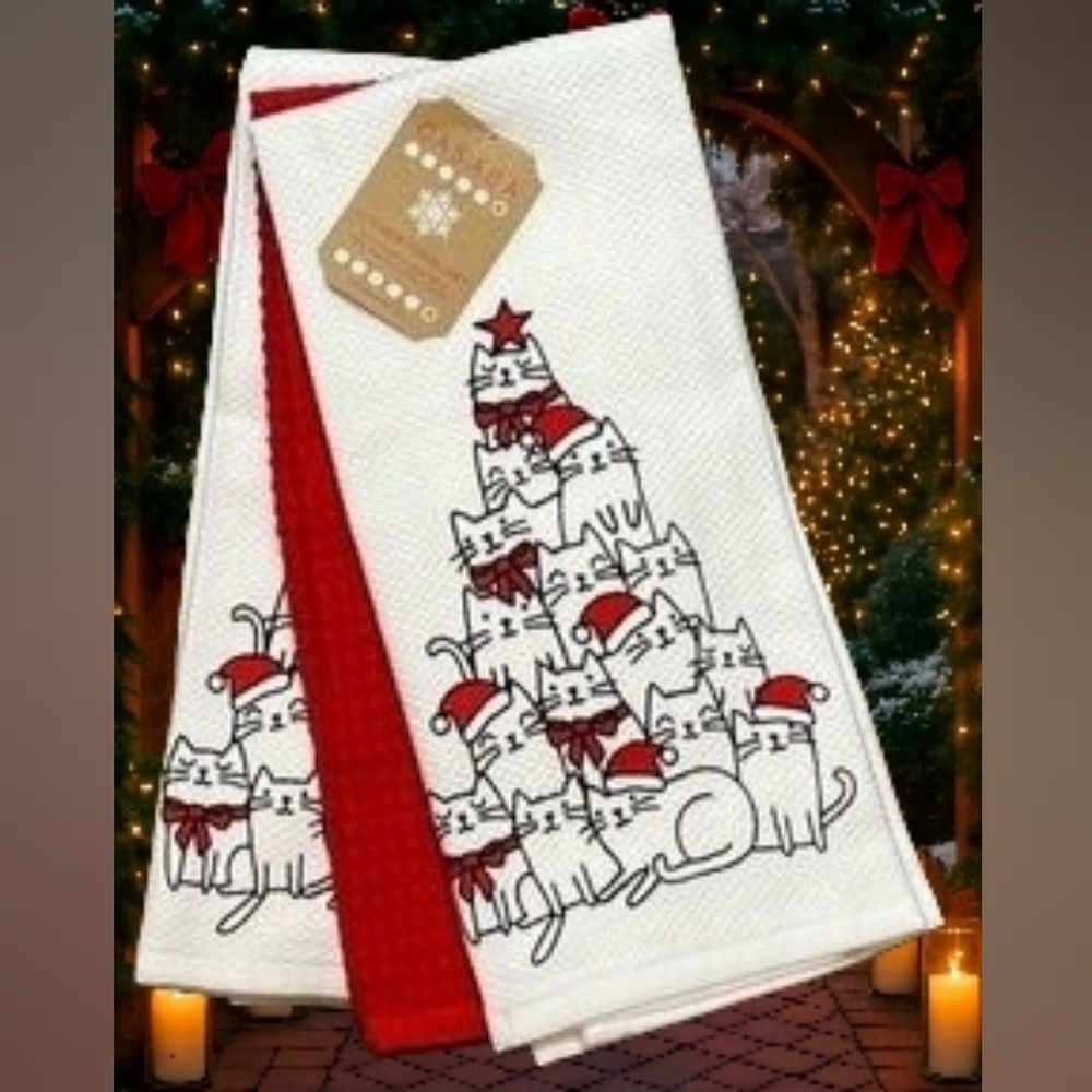 Festive Cat Christmas Towels